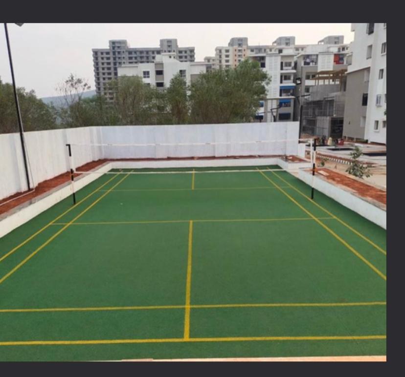 Outdoor badminton court installation