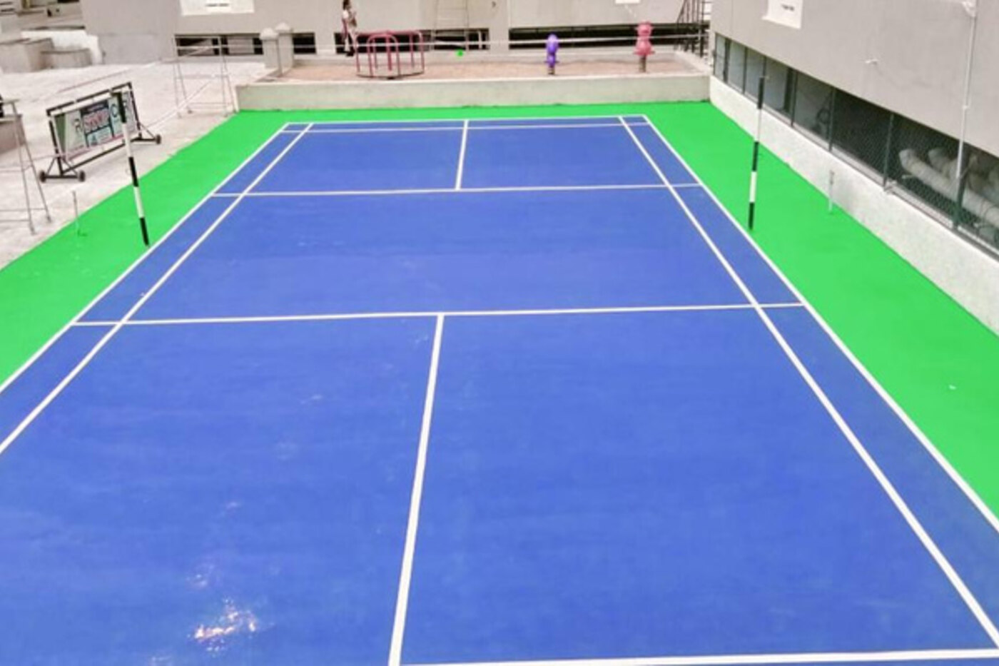 Outdoor sports court installation