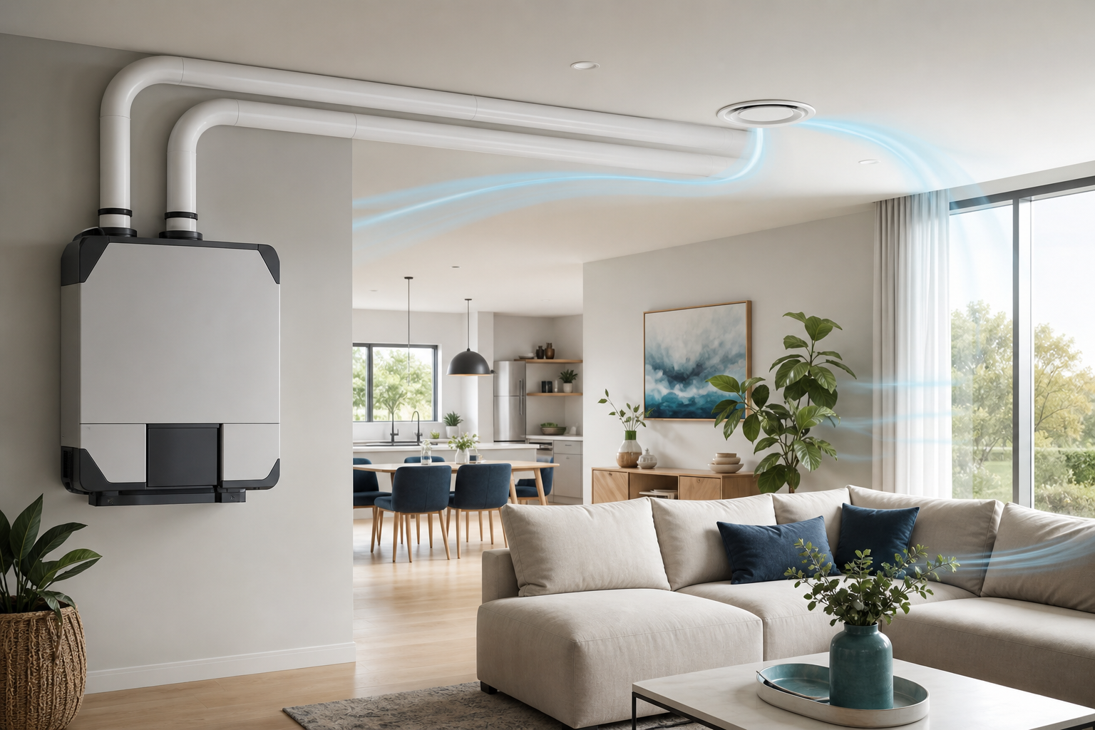 Home fresh air ventilation system with ducting
